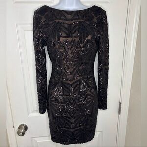 Dress the Population Black Sequin Long Sleeve Dress